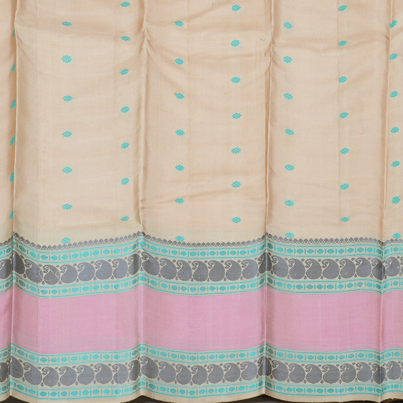 Hayagrivas Peach Orange Handloom Kanjivaram Silk Saree with Baby Pink Border BBD1017J4-2