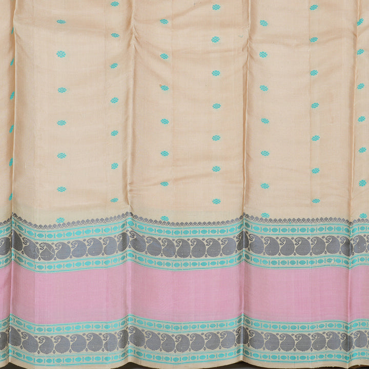 Hayagrivas Peach Orange Handloom Kanjivaram Silk Saree with Baby Pink Border BBD1017J4-2