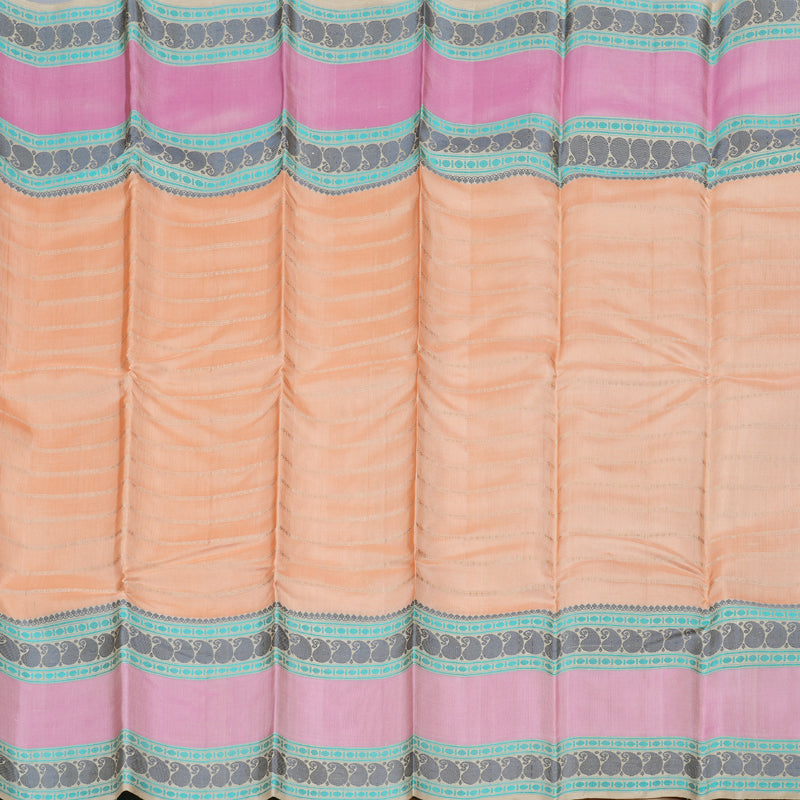 Hayagrivas Peach Orange Handloom Kanjivaram Silk Saree with Baby Pink Border BBD1017J4-2