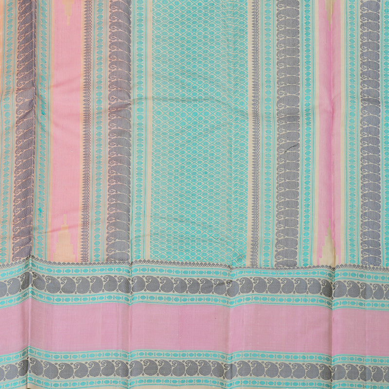Hayagrivas Peach Orange Handloom Kanjivaram Silk Saree with Baby Pink Border BBD1017J4-2