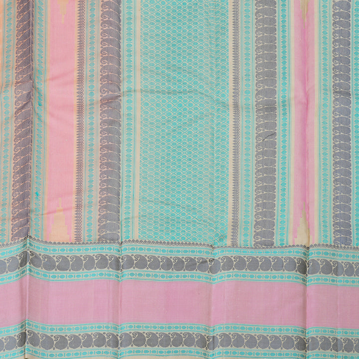 Hayagrivas Peach Orange Handloom Kanjivaram Silk Saree with Baby Pink Border BBD1017J4-2