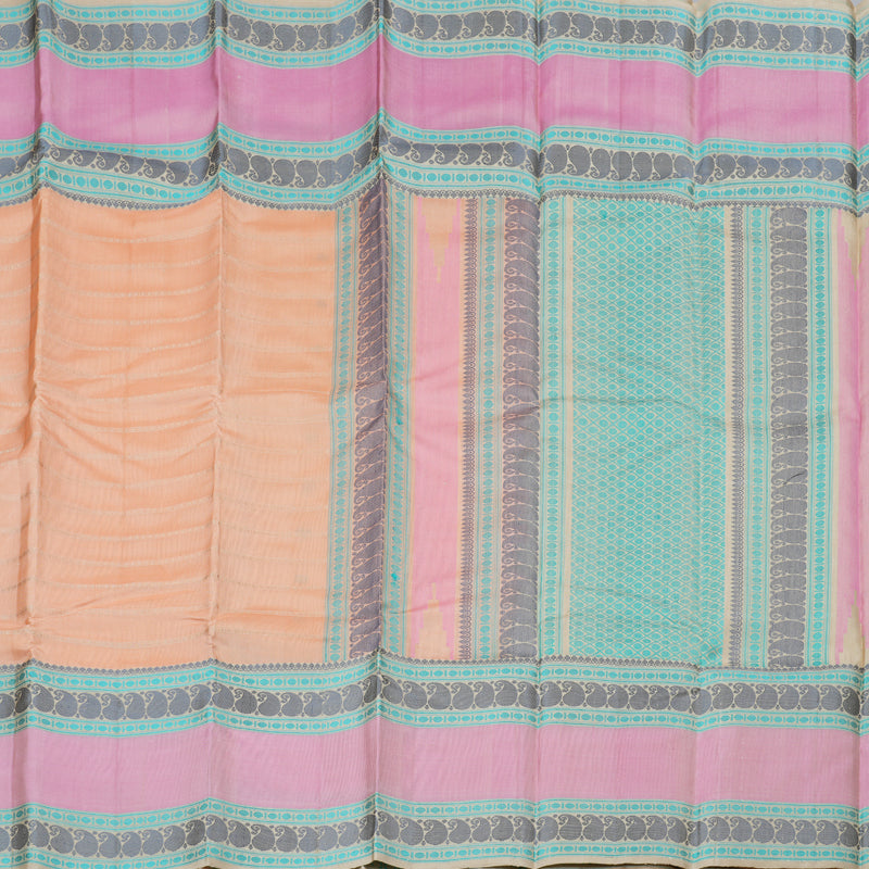 Hayagrivas Peach Orange Handloom Kanjivaram Silk Saree with Baby Pink Border BBD1017J4-2