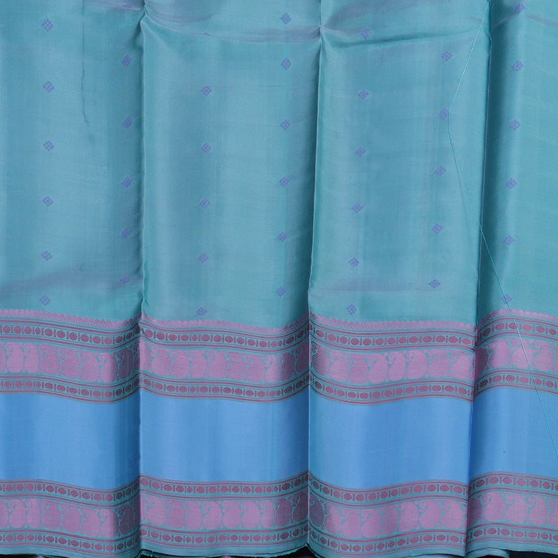 Hayagrivas Light Pastel Green Kanjivaram Silk Saree with Powder Blue Border BBD1017J4-6