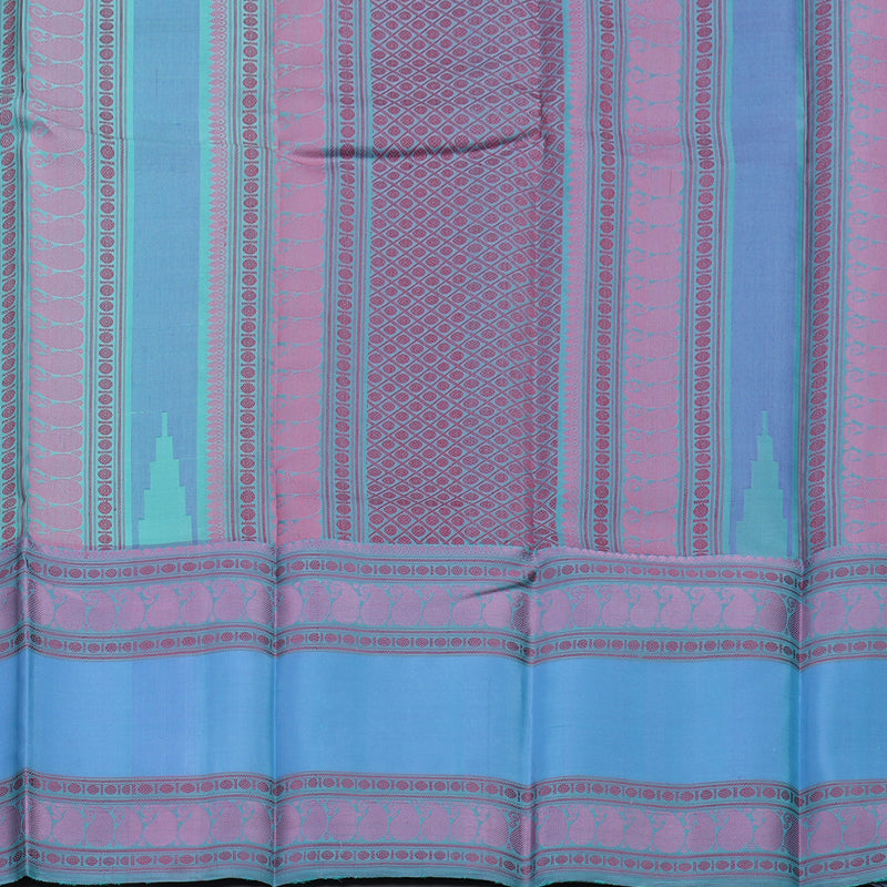 Hayagrivas Light Pastel Green Kanjivaram Silk Saree with Powder Blue Border BBD1017J4-6