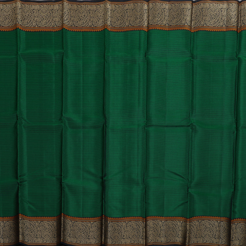 Hayagrivas Bottle Green Kanjivaram Silk Saree with Black Border BBD1017J6-4