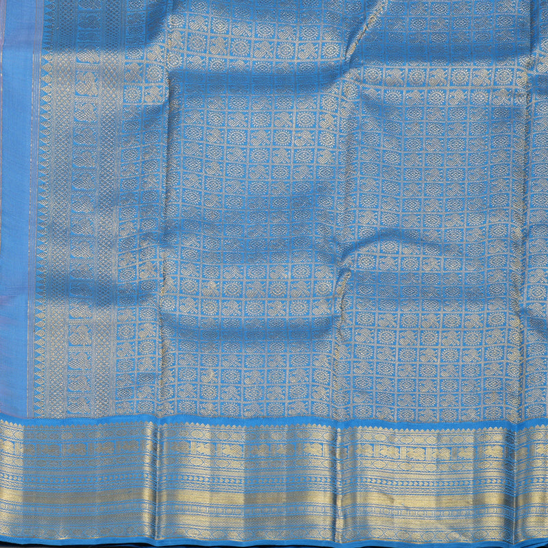 Hayagrivas Dark Lilac Color Kanjivaram Silk Saree with Dark Sky Blue Border BBD1018J1-3