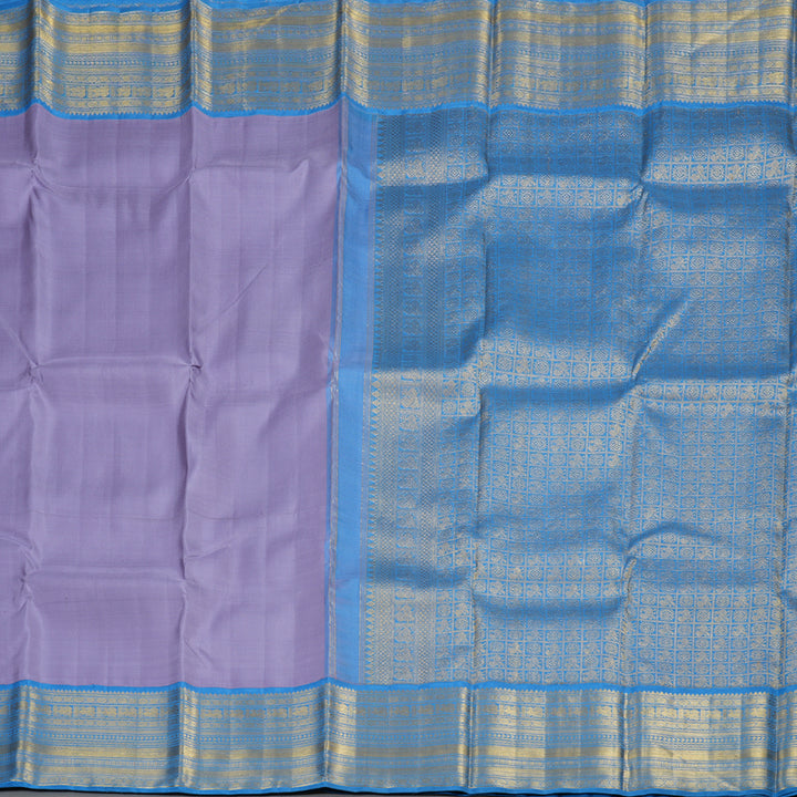 Hayagrivas Dark Lilac Color Kanjivaram Silk Saree with Dark Sky Blue Border BBD1018J1-3