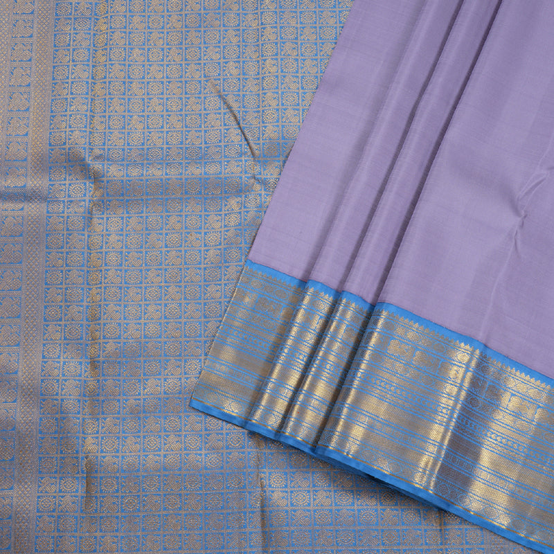 Hayagrivas Dark Lilac Color Kanjivaram Silk Saree with Dark Sky Blue Border BBD1018J1-3