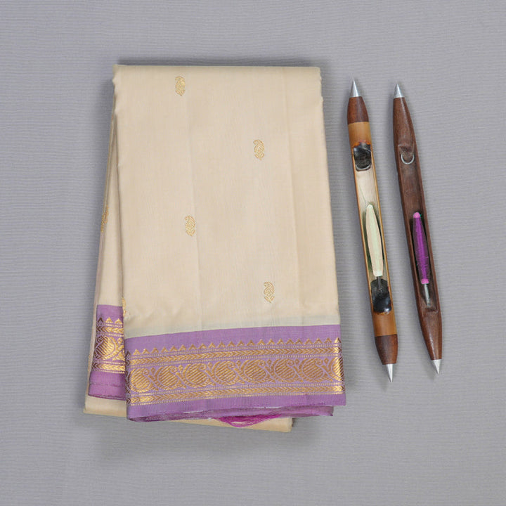 Hayagrivas Half Sandal Kanjivaram Silk Saree with Purplish Pink Border BBD1020J2-1