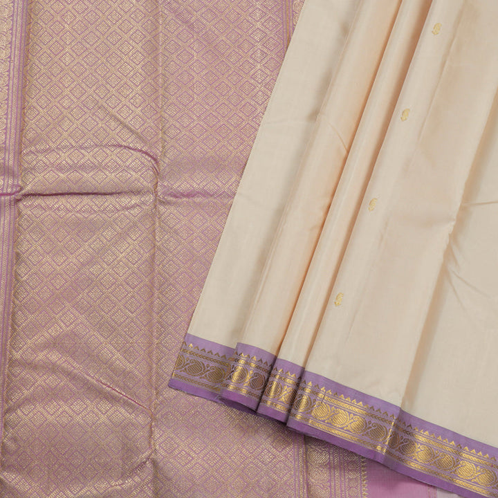 Hayagrivas Half Sandal Kanjivaram Silk Saree with Purplish Pink Border BBD1020J2-1