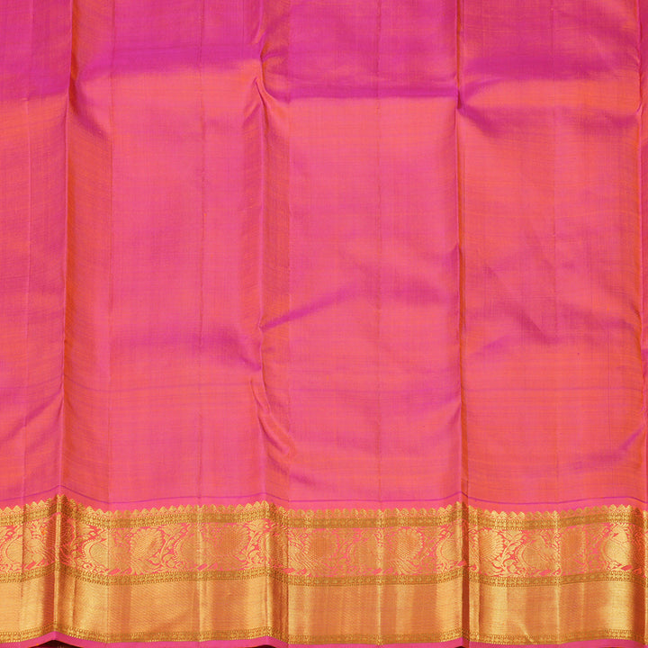 Hayagrivas Dark Sky Blue Handloom Kanjivaram Silk Saree with Orangish Pink Border BBD1021J3-1