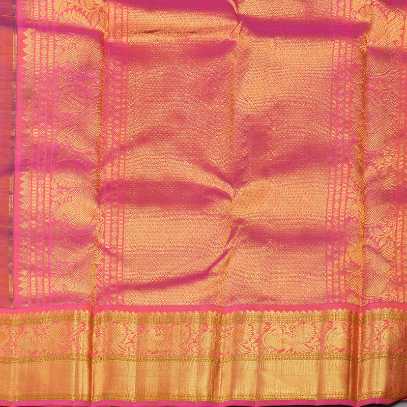 Hayagrivas Dark Sky Blue Handloom Kanjivaram Silk Saree with Orangish Pink Border BBD1021J3-1