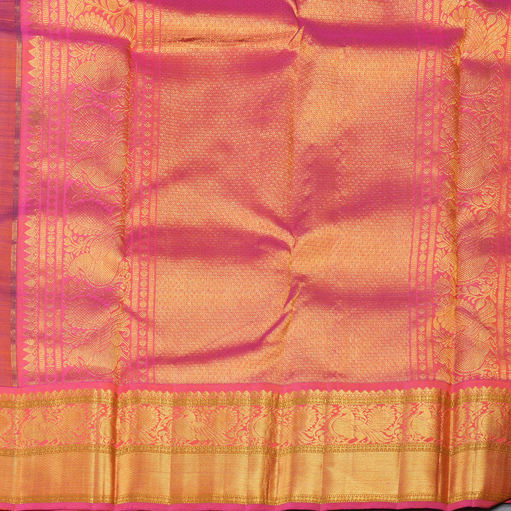 Hayagrivas Dark Sky Blue Handloom Kanjivaram Silk Saree with Orangish Pink Border BBD1021J3-1