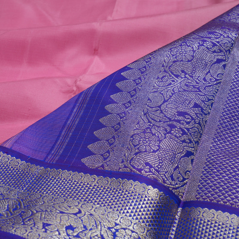 Hayagrivas Rose Pink Kanjivaram Silk Saree with Purplish Blue Border BBD1022J2-1