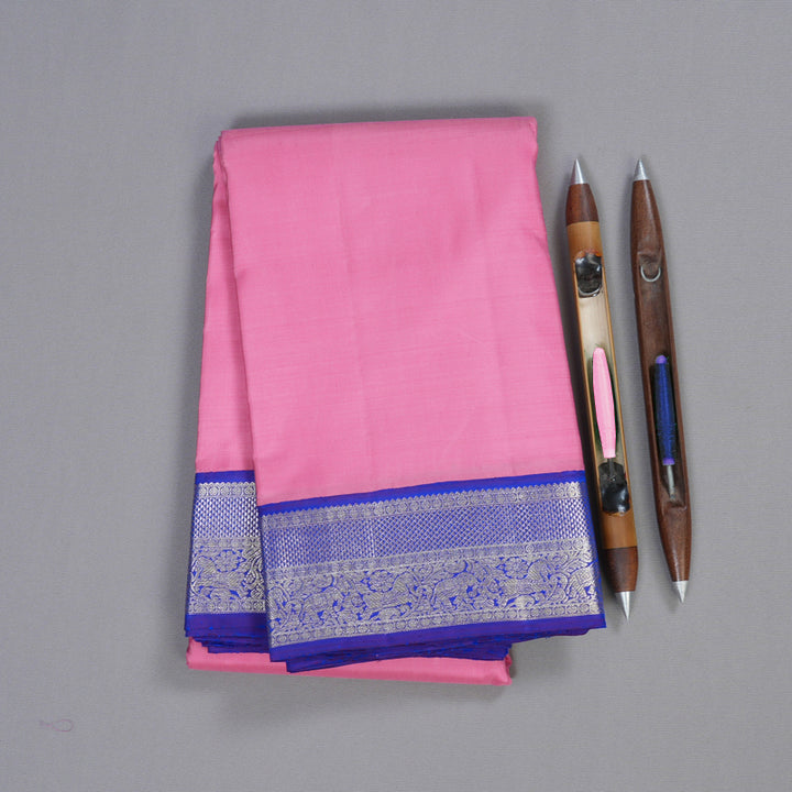 Hayagrivas Rose Pink Kanjivaram Silk Saree with Purplish Blue Border BBD1022J2-1