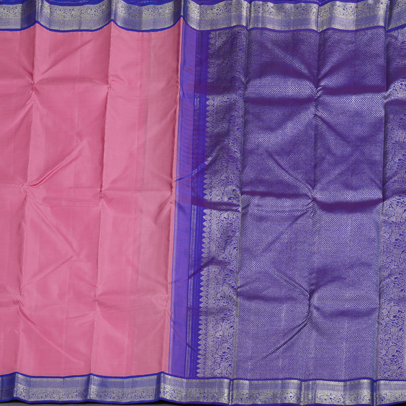 Hayagrivas Rose Pink Kanjivaram Silk Saree with Purplish Blue Border BBD1022J2-1