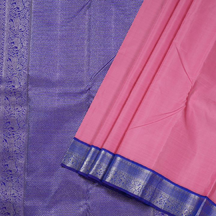 Hayagrivas Rose Pink Kanjivaram Silk Saree with Purplish Blue Border BBD1022J2-1