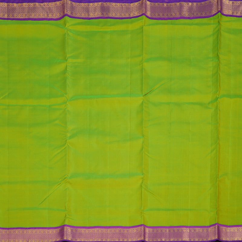 Hayagrivas Fluorescent Green Handloom Kanjivaram Ten Yards Silk Saree with Purple Border BBD1024J2-1