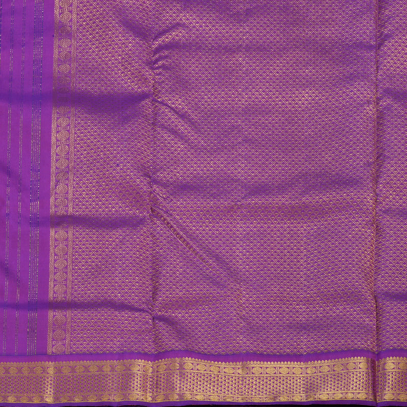 Hayagrivas Fluorescent Green Handloom Kanjivaram Ten Yards Silk Saree with Purple Border BBD1024J2-1