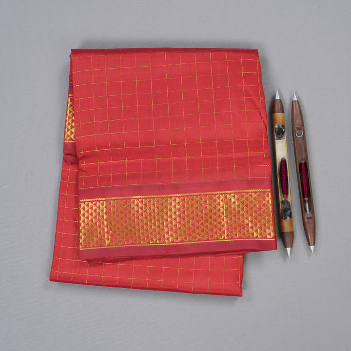 Hayagrivas Red Handloom Kanjivaram Ten Yards Silk Saree-BBD1029J1-5