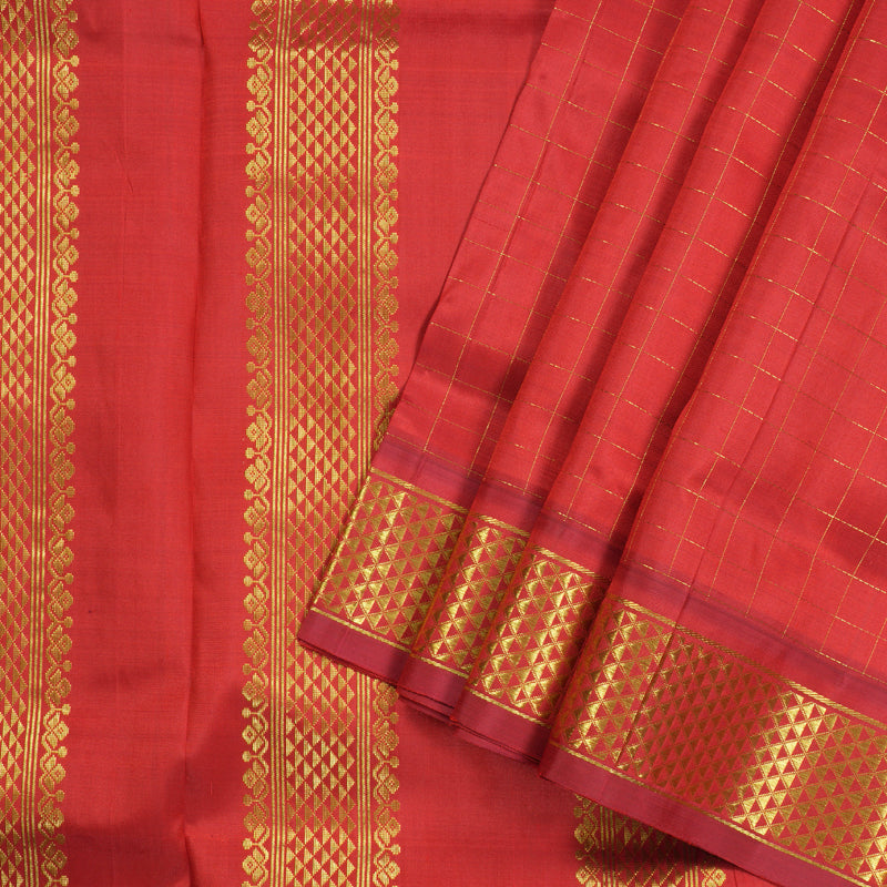 Hayagrivas Red Handloom Kanjivaram Ten Yards Silk Saree-BBD1029J1-5