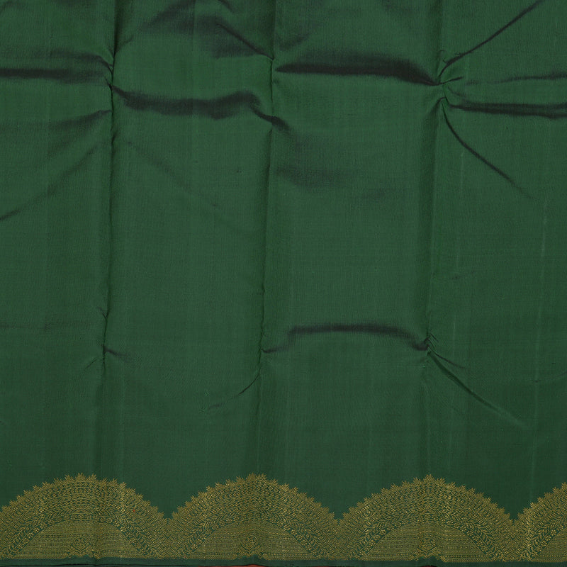 Hayagrivas Burnt Orange Handloom Kanjivaram Silk Saree with Bottle Green Border BBD1030J2-1