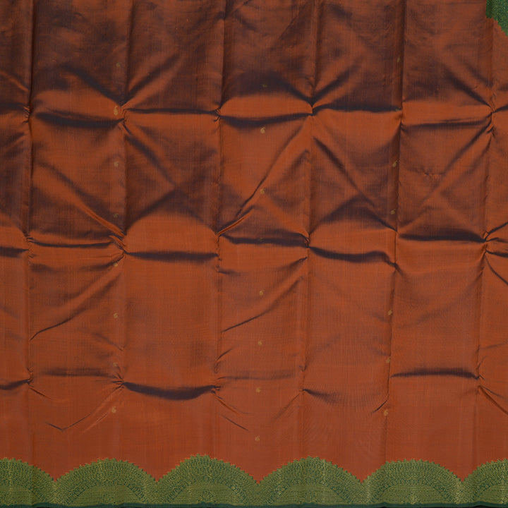 Hayagrivas Burnt Orange Handloom Kanjivaram Silk Saree with Bottle Green Border BBD1030J2-1