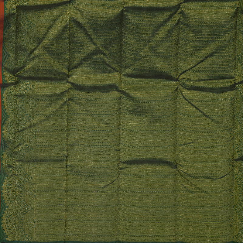 Hayagrivas Burnt Orange Handloom Kanjivaram Silk Saree with Bottle Green Border BBD1030J2-1