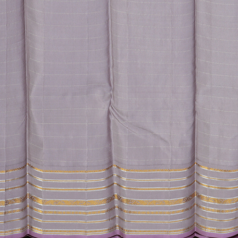 Hayagrivas Handloom Peach Pink Kanjivaram Silk Saree with Lilac-Grey Border BBD1033J4-1