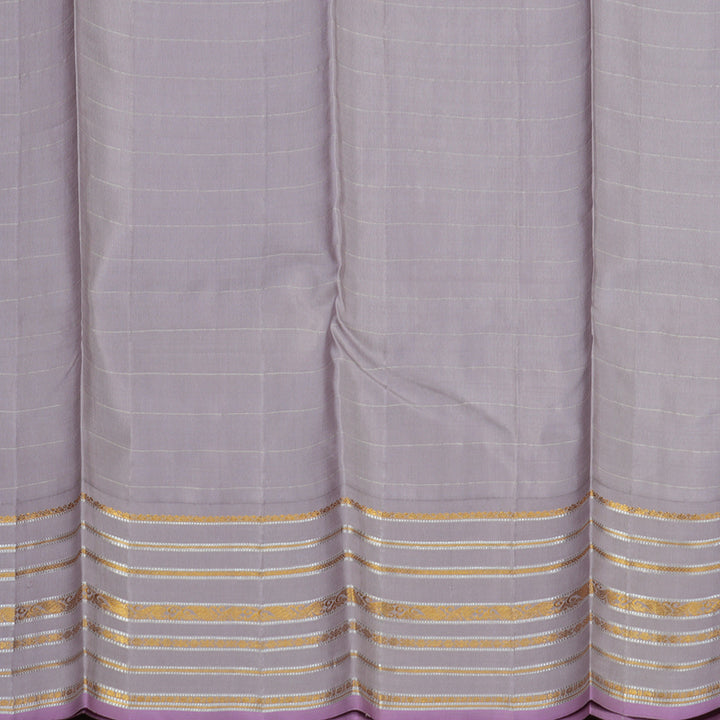 Hayagrivas Handloom Peach Pink Kanjivaram Silk Saree with Lilac-Grey Border BBD1033J4-1