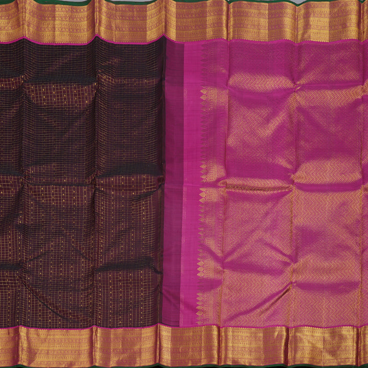 Hayagrivas Wine Maroon Kanjivaram Silk Saree with Pink Border BBD1037J4-1