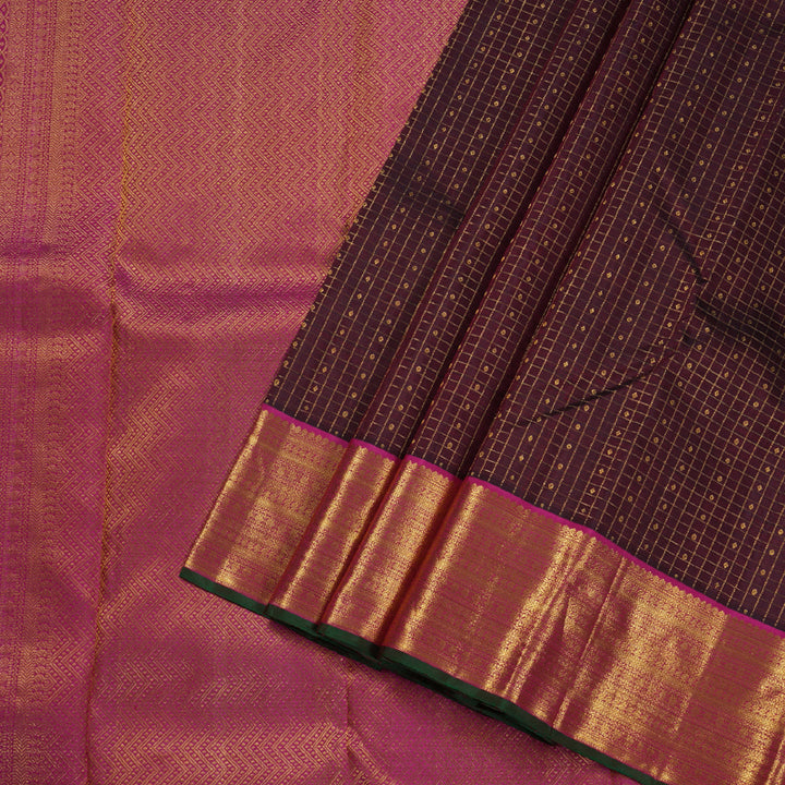 Hayagrivas Wine Maroon Kanjivaram Silk Saree with Pink Border BBD1037J4-1