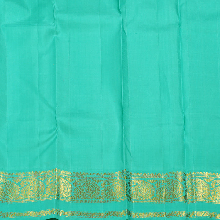 Hayagrivas Yellow Handloom Kanjivaram Silk Saree with Sea Blue Border BBD1038J6-7