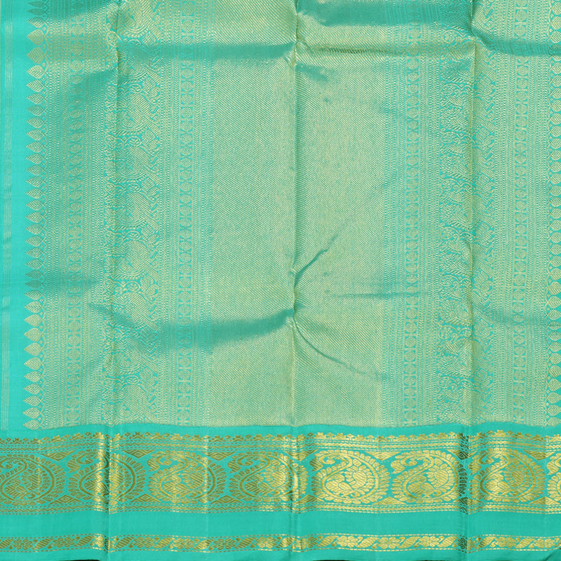 Hayagrivas Yellow Handloom Kanjivaram Silk Saree with Sea Blue Border BBD1038J6-7