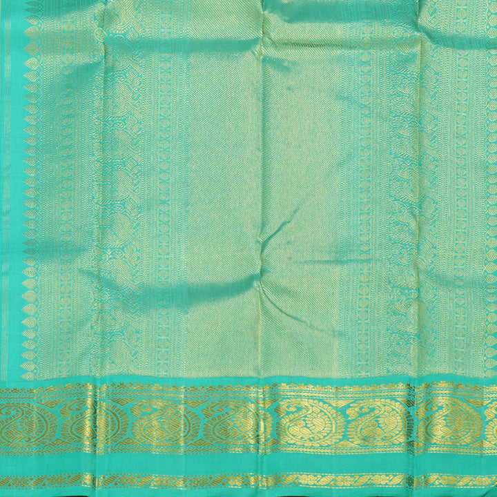 Hayagrivas Yellow Handloom Kanjivaram Silk Saree with Sea Blue Border BBD1038J6-7