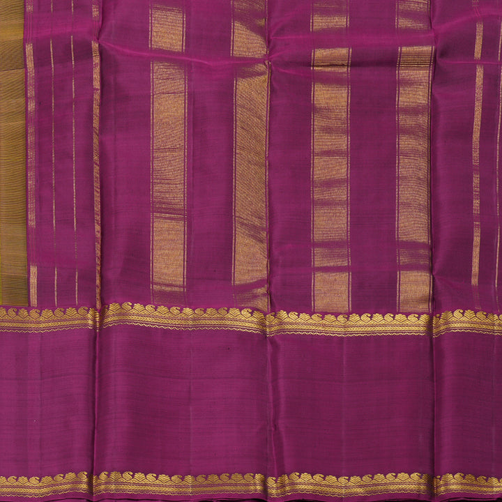 Hayagrivas Sampanga Yellow Handloom Kanjivaram Silk Saree with Ganga Jamuna (Green And Purple) Border BBD1041J2-4