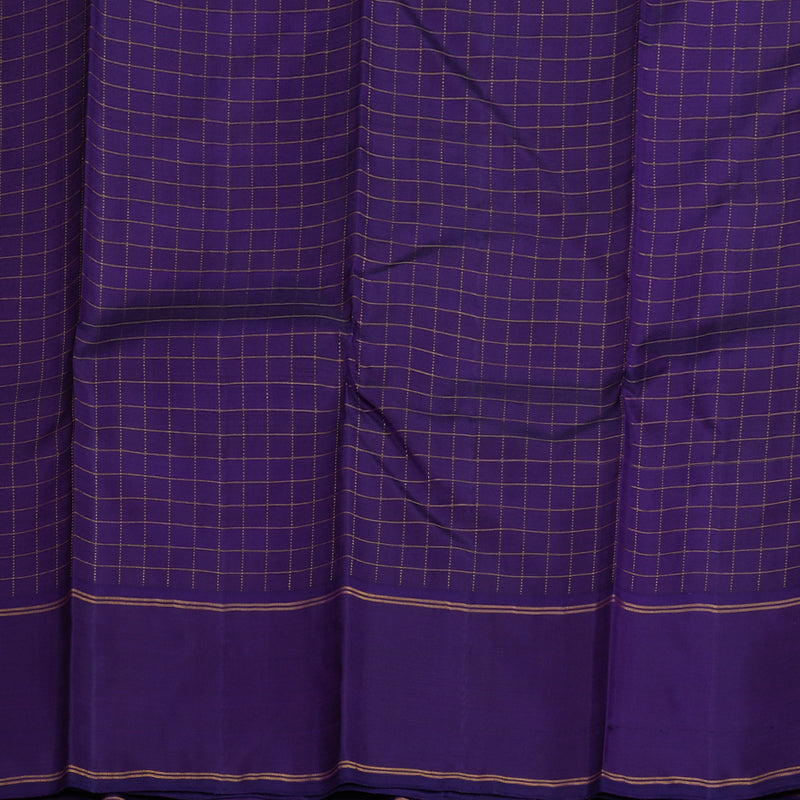 Hayagrivas Multi Color Checks Kanjivaram Silk Saree with Purplish Blue Border BBD1042J4-1