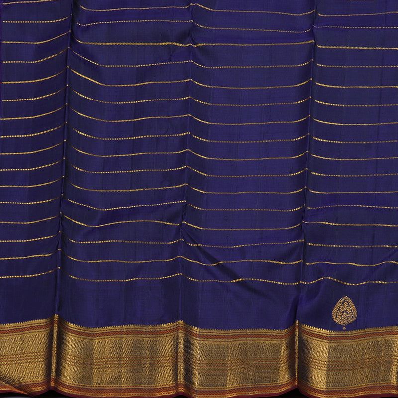 Hayagrivas Wine Maroon Veldhari Kanjivaram Silk Saree with Blue Border BBD1042J5-1