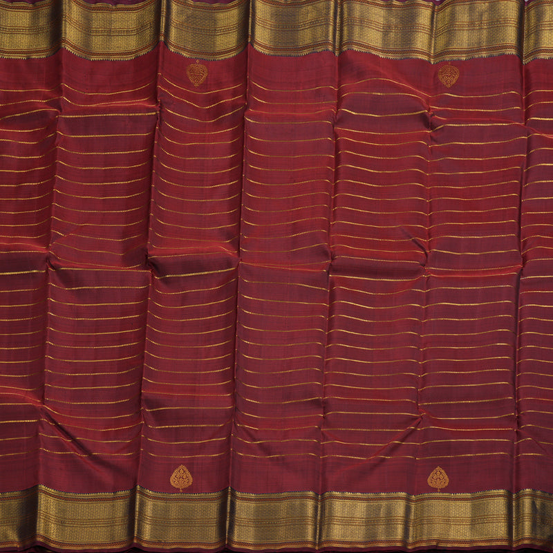 Hayagrivas Wine Maroon Veldhari Kanjivaram Silk Saree with Blue Border BBD1042J5-1