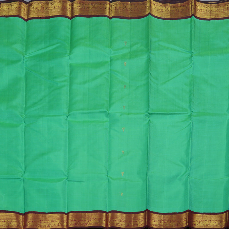 Hayagrivas Teal Green Kanjivaram Silk Saree with Wine Maroon Border BBD1048J5-2