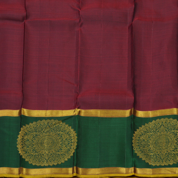 Hayagrivas Exclusive Kanjivaram Silk Saree in luxurious Cream shade with Bottle Green KBE780H3-1