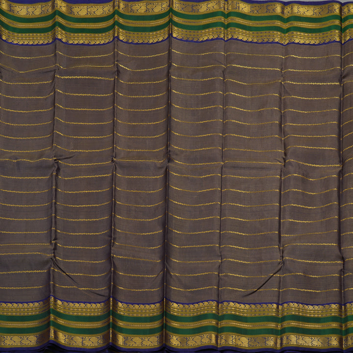 Hayagrivas Handloom Royal Brown Kanjivaram Silk Saree with Royal Blue & Green Border BBD1053J10-1