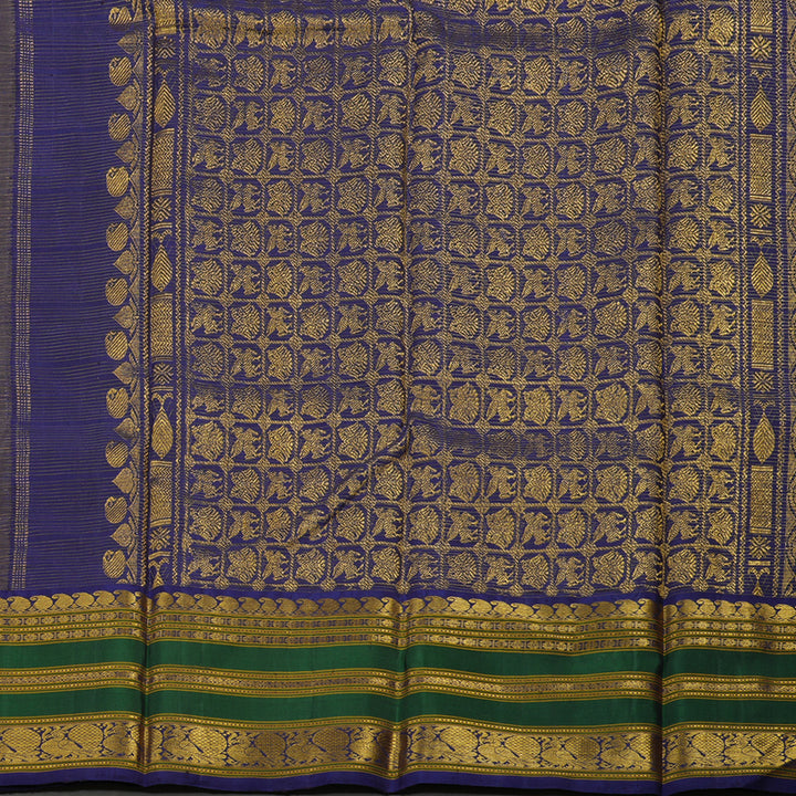 Hayagrivas Handloom Royal Brown Kanjivaram Silk Saree with Royal Blue & Green Border BBD1053J10-1