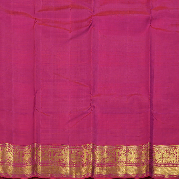 Hayagrivas Black And White Checks Kanjivaram Silk Saree with Orangish Pink Border BBD1053J13-1