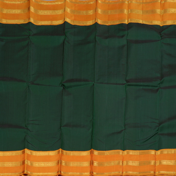 Hayagrivas Bottle Green Handloom Kanjivaram Silk Saree with Honey Mustard Border BBD1054J7-1