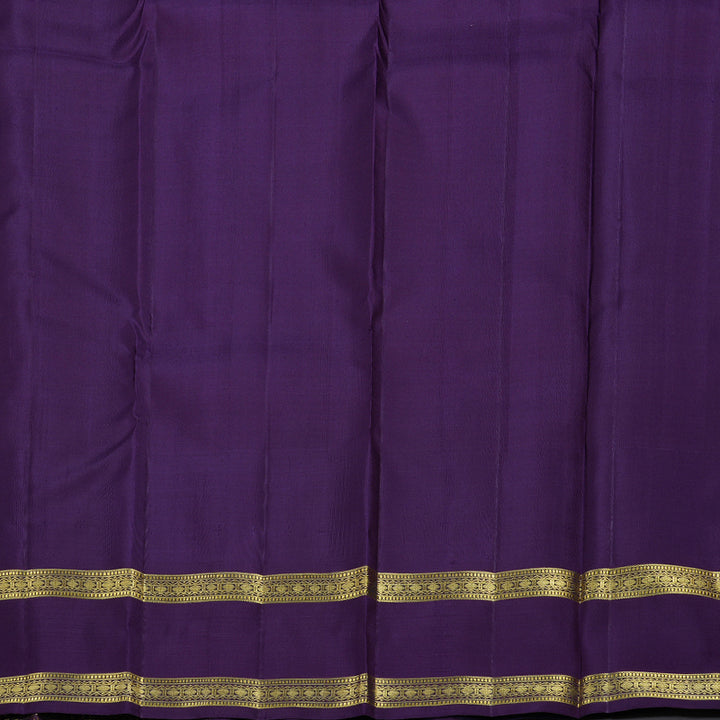 Hayagrivas Bluish Grey Handloom Retta Pet Kanjivaram Silk Saree with Purple Border BBD1060K1-2