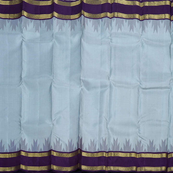 Hayagrivas Bluish Grey Handloom Retta Pet Kanjivaram Silk Saree with Purple Border BBD1060K1-2