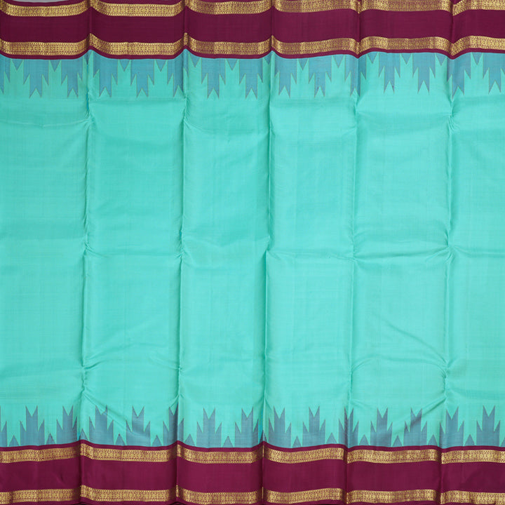 Hayagrivas Handloom Sea Blue Handloom Retta Pet Kanjivaram Silk Saree with Red Rose Pink Border BBD1060K1-6