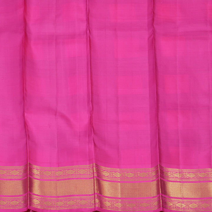 Hayagrivas Handloom Multicolour Checks Kanjivaram Silk Saree with Rani Pink border BBD1060K5-2