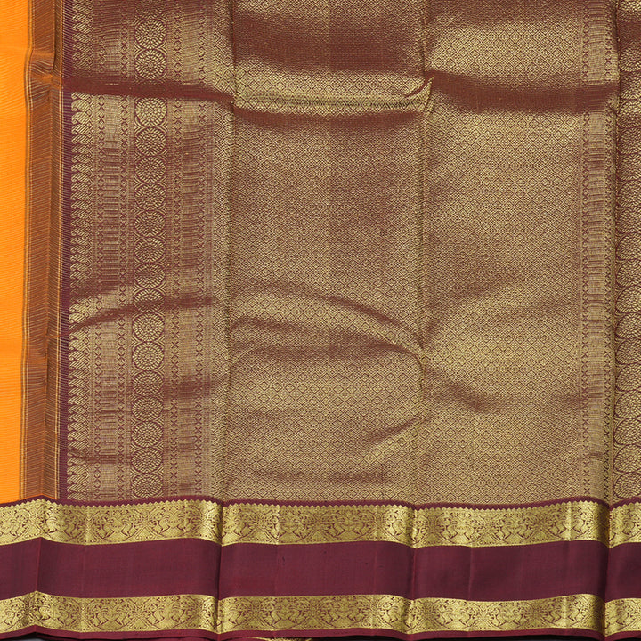 Hayagrivas Orange Handloom Kanjivaram Silk Saree with Wine Maroon Border BBD1060K6-1